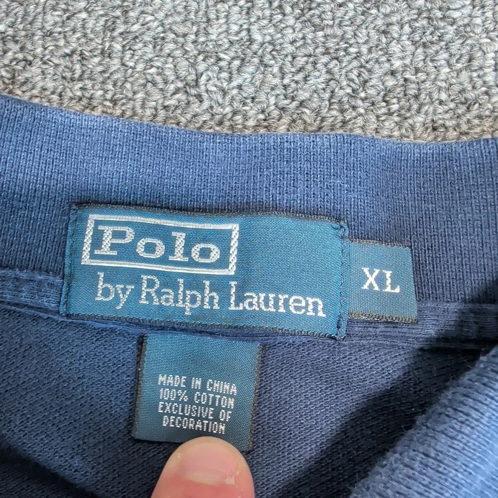 Polo Ralph Lauren Classic Long Sleeve Polo Shirt Mens XL Blue 100% Cotton Pique